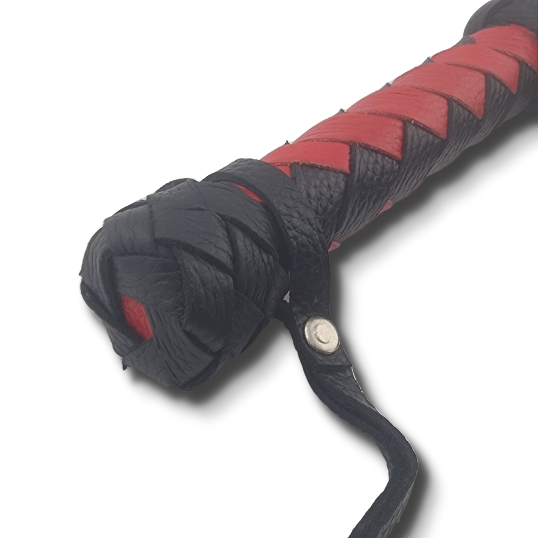 19.7" Handmade Leather Flogger- Black and Red