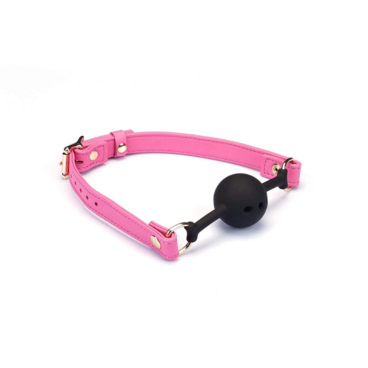 Liebe Seele Italian Leather Breathable Ball Gag- Rose Red