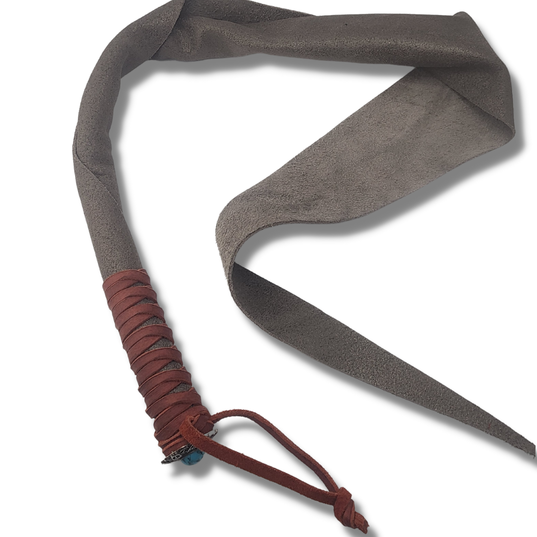 Handmade Dragon Tail- Grey w/ Brown Handle